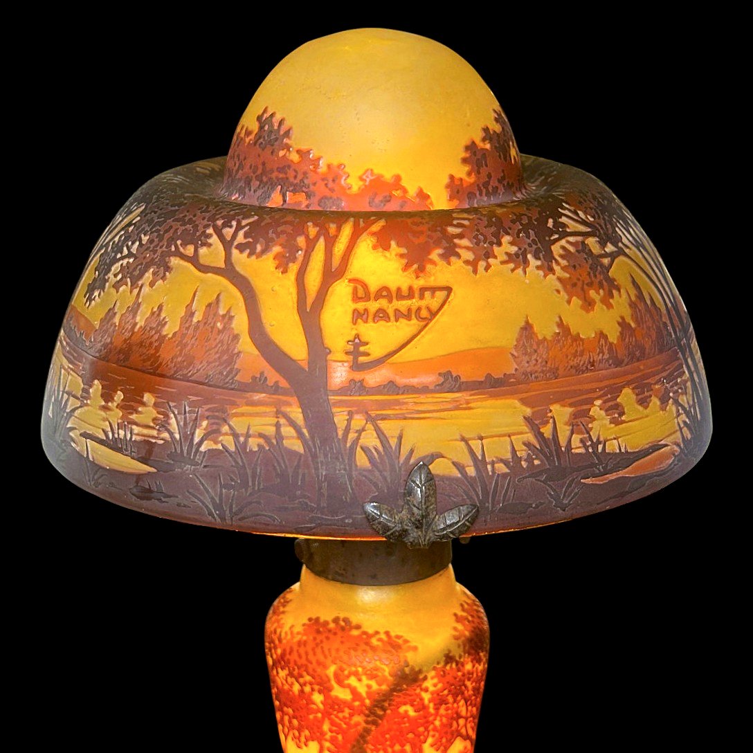 Lampe Daum à décor lacustre-photo-3