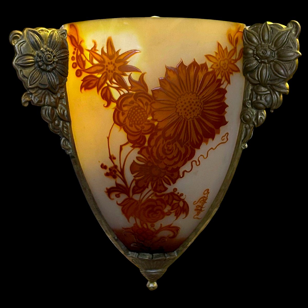 Pair Of Gallé Corner Wall Lights-photo-3