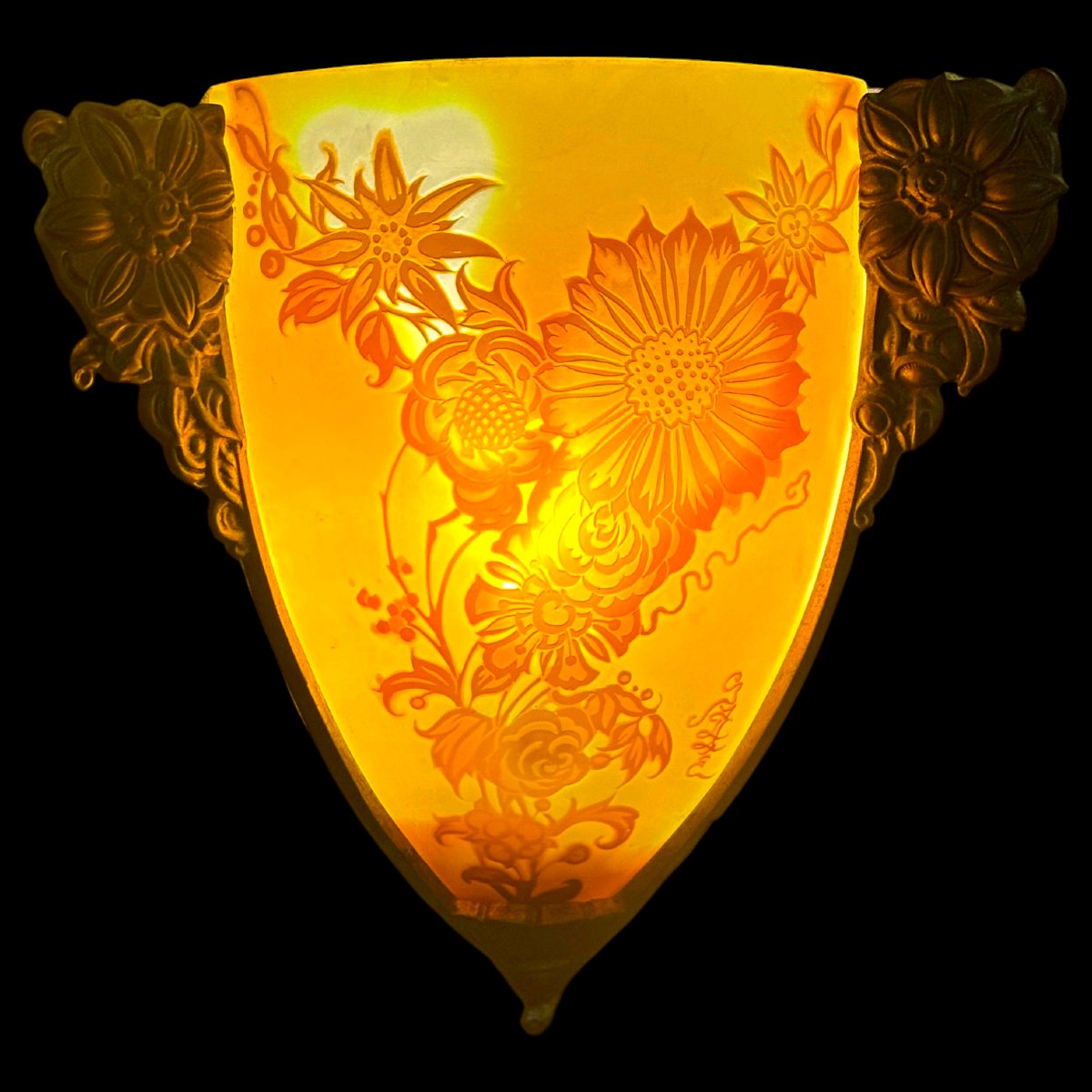 Pair Of Gallé Corner Wall Lights-photo-4