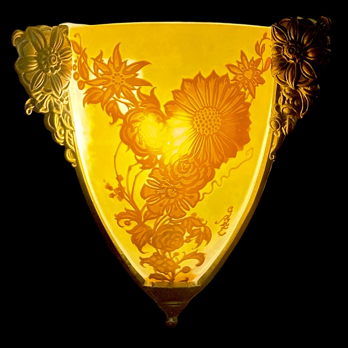 Pair Of Gallé Corner Wall Lights