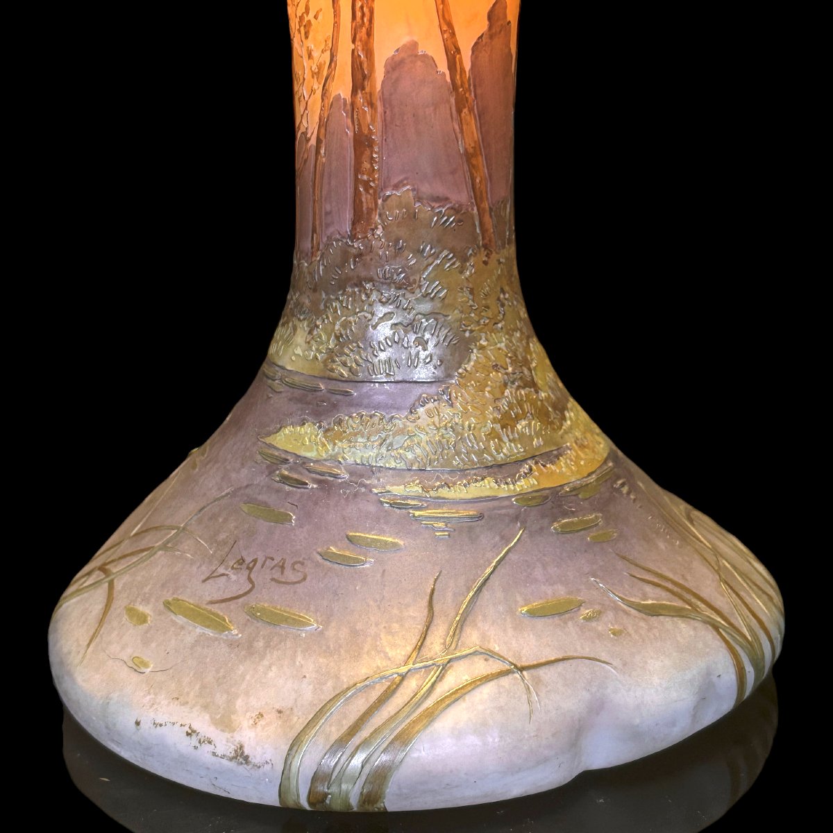 Large Art Nouveau Legras Lamp-photo-3