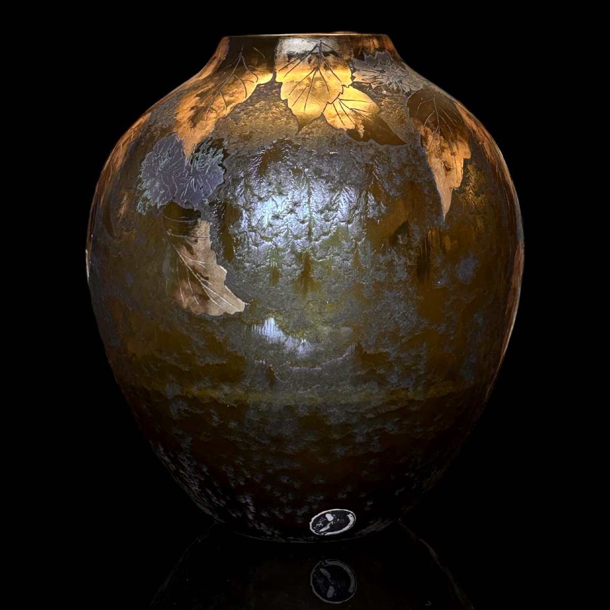 Art Deco Legras Vase With Foliage-photo-2