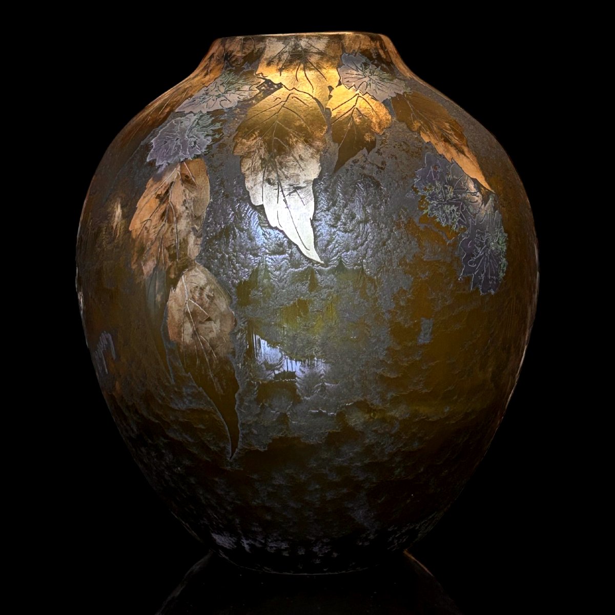Art Deco Legras Vase With Foliage-photo-3