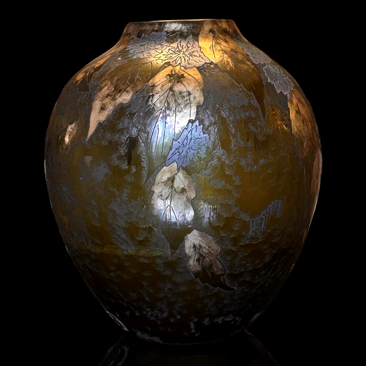 Art Deco Legras Vase With Foliage