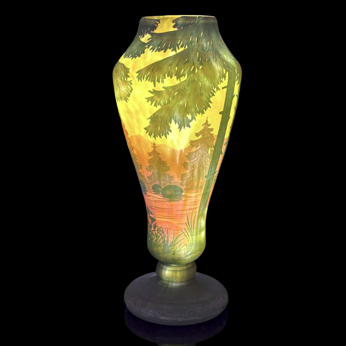 Vase Daum à décor lacustre-photo-2