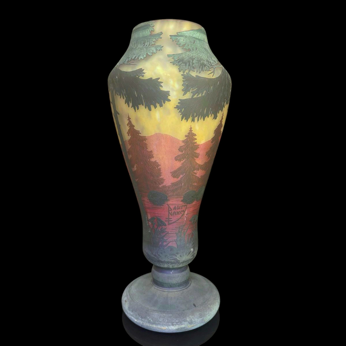 Vase Daum à décor lacustre-photo-3