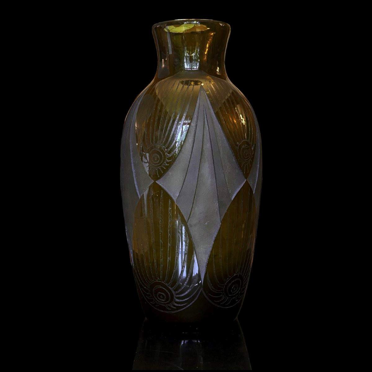 Vase Art Déco Legras décor rayonnant-photo-2