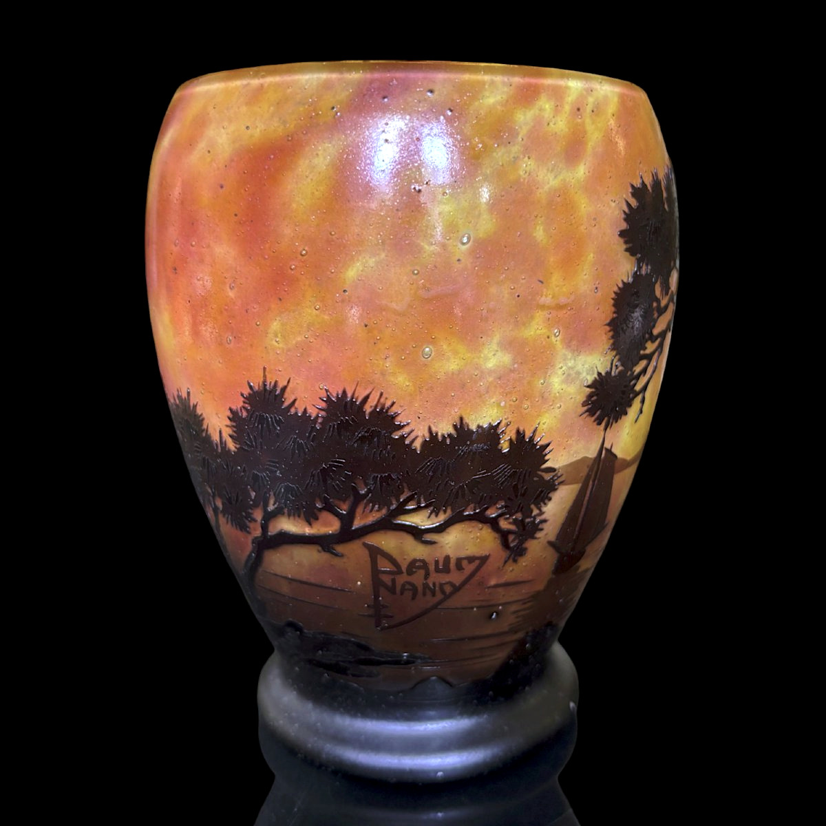 Vase Daum voiliers et pins parasol-photo-2