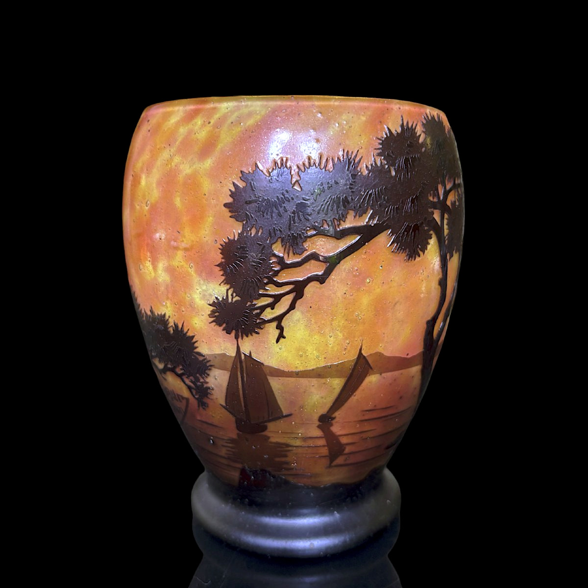 Vase Daum voiliers et pins parasol-photo-3