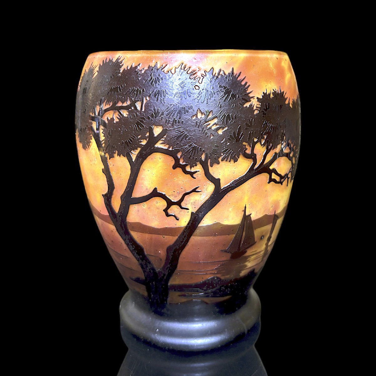 Vase Daum voiliers et pins parasol-photo-1
