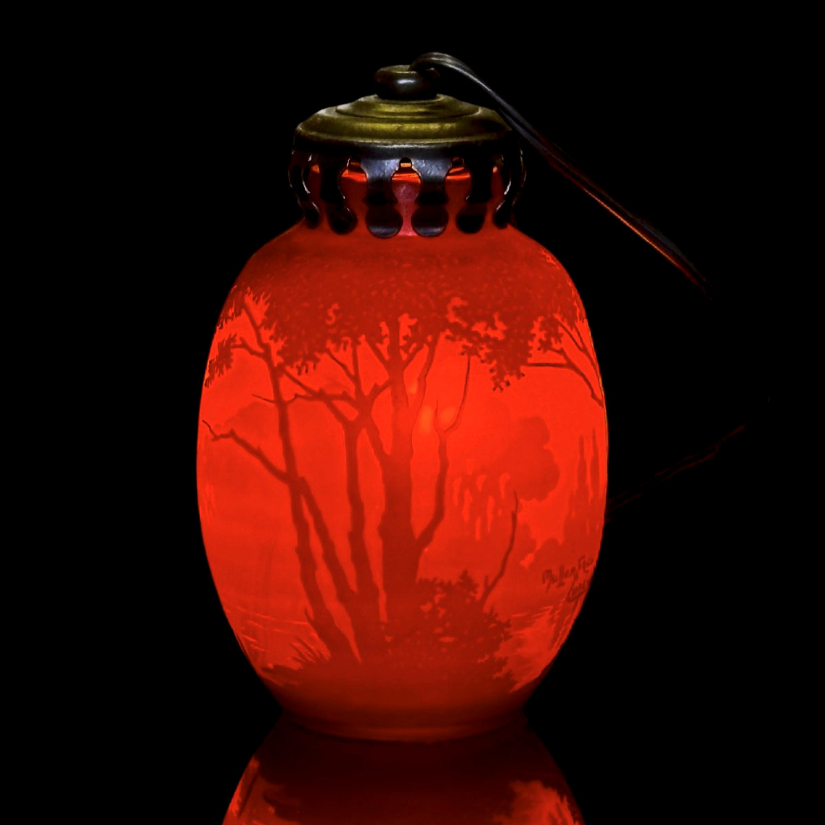 Veilleuse Muller Frères à décor lacustre-photo-2