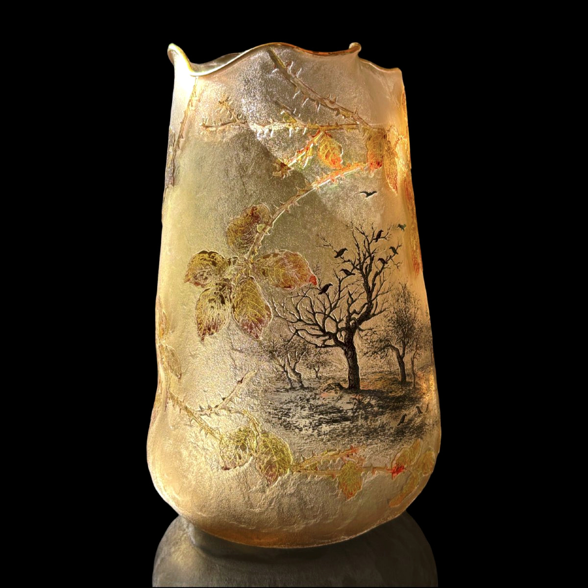 Vase Daum aux corbeaux fecit 1895-photo-2