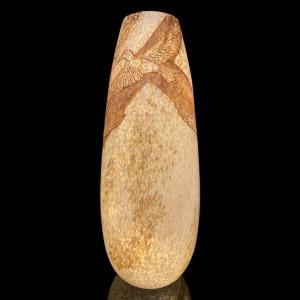 Large Brown Art Deco Vase By Legras