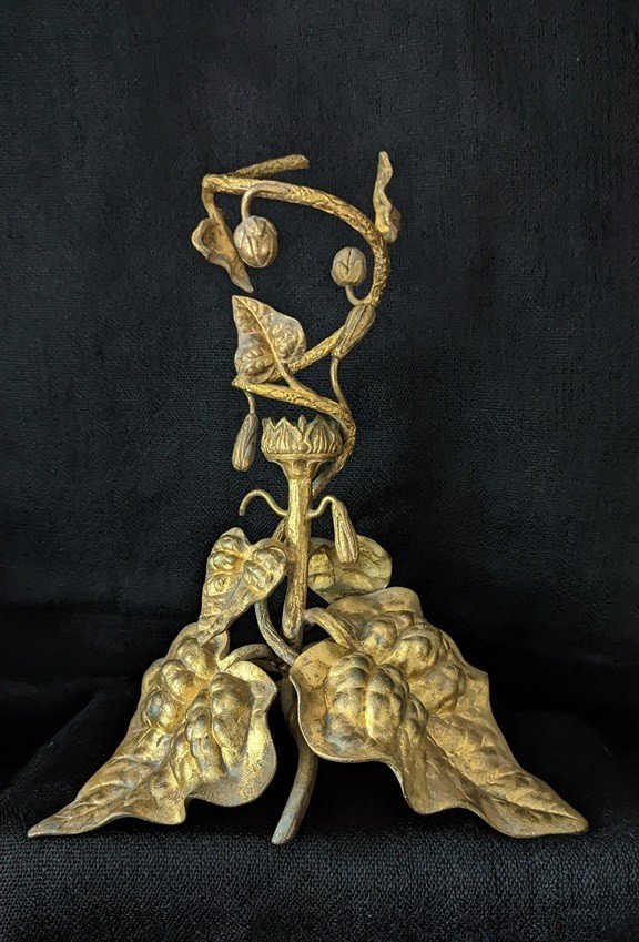 Grand Vase Cornet En Cristal Et Bronze-photo-4