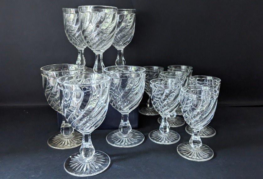 Service "bambou Tors" En Cristal De Baccarat-photo-2