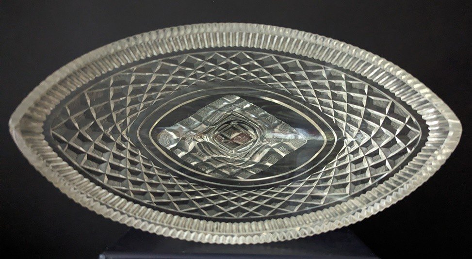 Paire De Navettes En Cristal Du Creusot époque Début 19éme Siècle.-photo-1