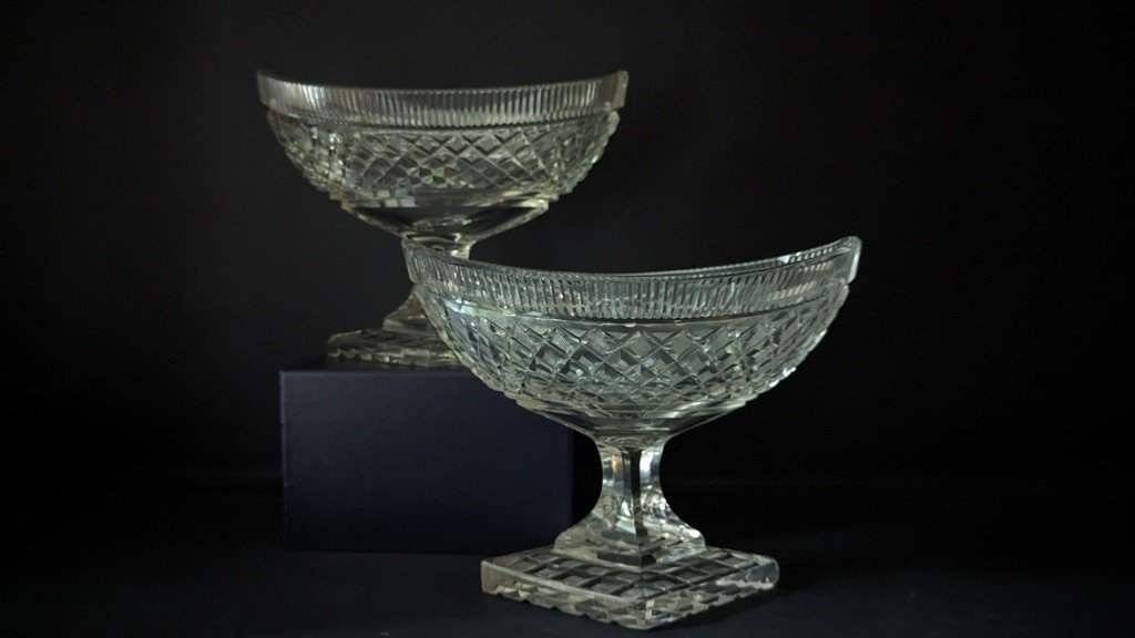 Pair Of Creusot Crystal Shuttles From The Early 19th Century.