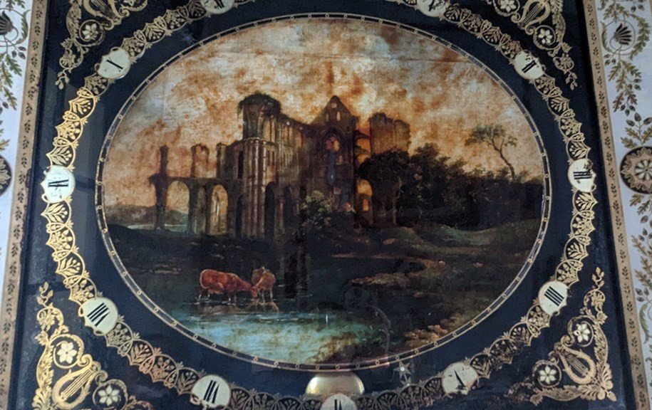 églomisé Glass Wall Clock Fixed Under Glass. Circa 1830-photo-2