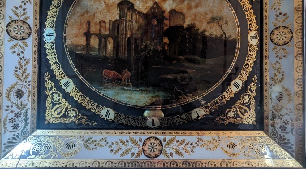églomisé Glass Wall Clock Fixed Under Glass. Circa 1830-photo-4