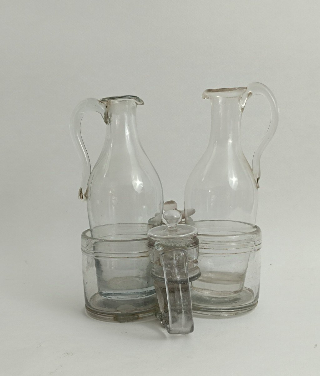 18th Century Blown Glass Oil Cruet Holder -photo-2