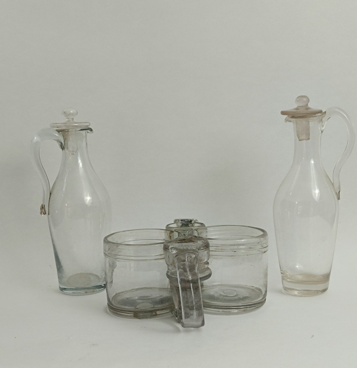 18th Century Blown Glass Oil Cruet Holder -photo-3