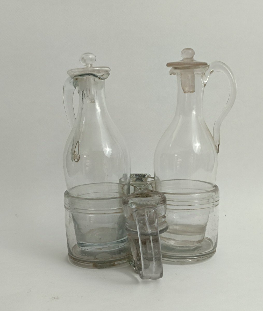 18th Century Blown Glass Oil Cruet Holder 