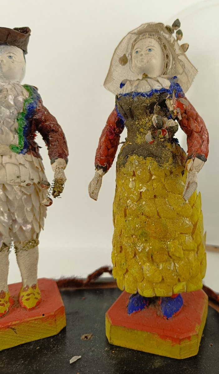Pair Of Salt Workers In Shells – Bourg De Batz, Circa 1880-photo-2