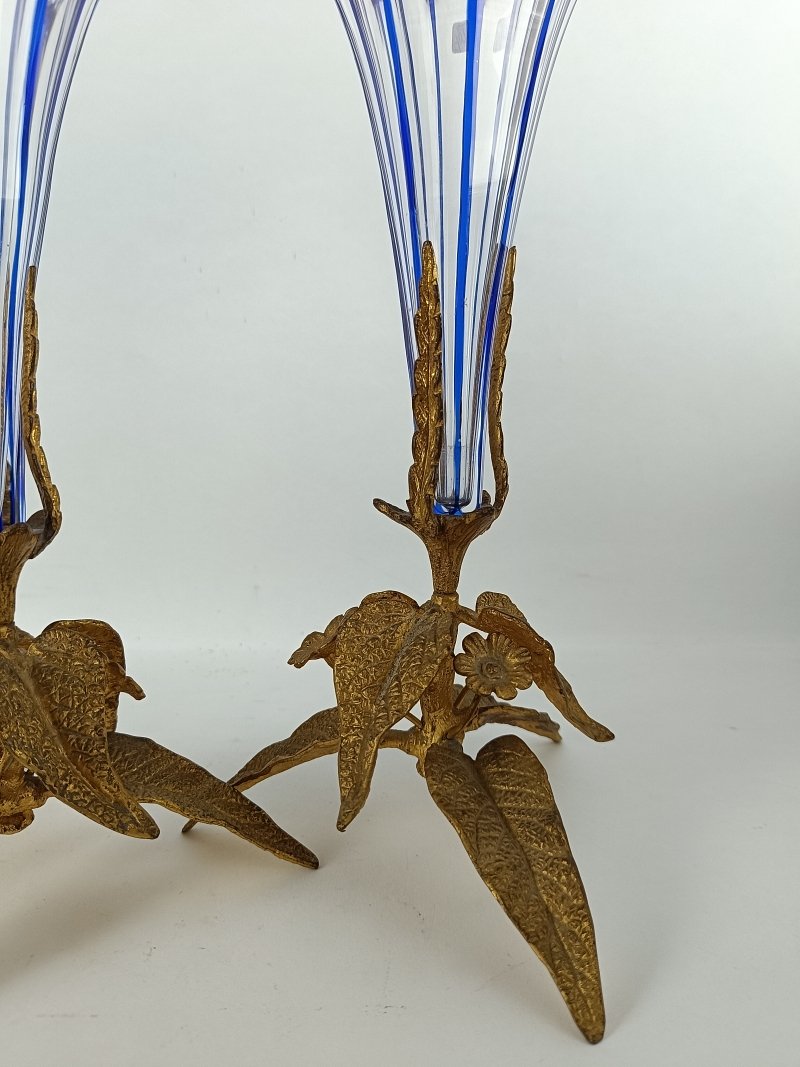Pair Of Double Crystal Cone Vases - Napoleon III-photo-1