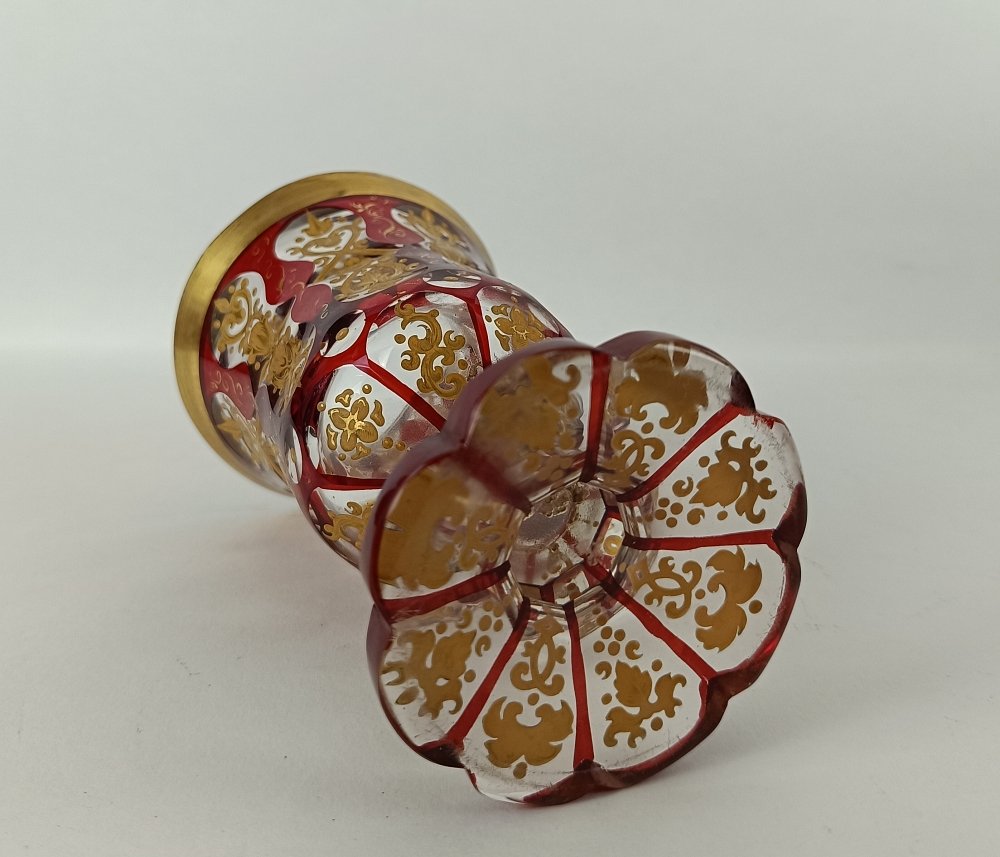 Red And Gold Bohemian Crystal Glass – 19th Century-photo-2