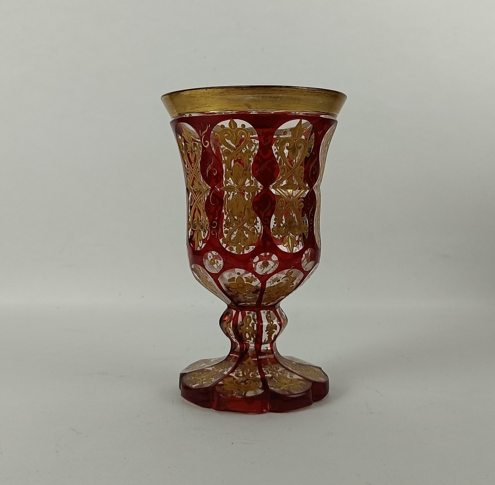 Red And Gold Bohemian Crystal Glass – 19th Century