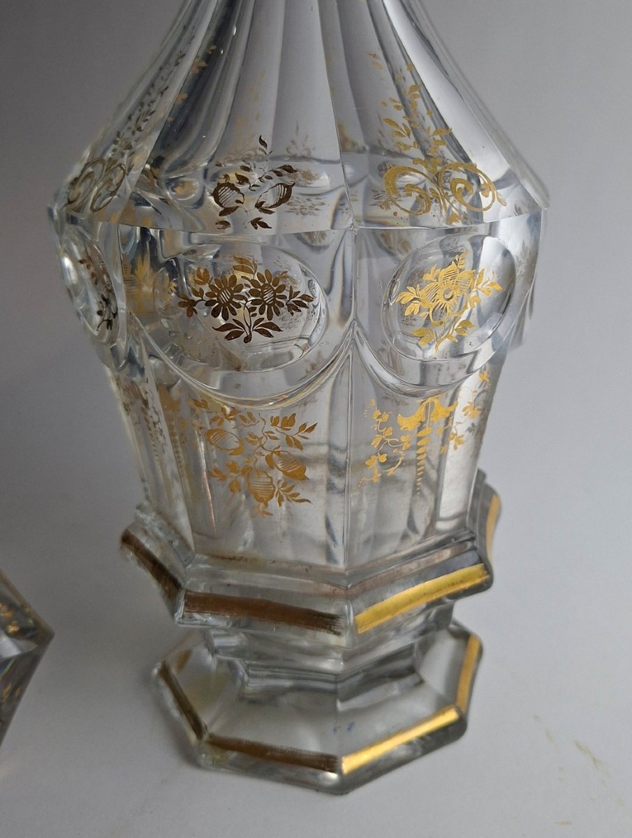 Cut And Gilded Crystal Decanter - 19th Century-photo-3