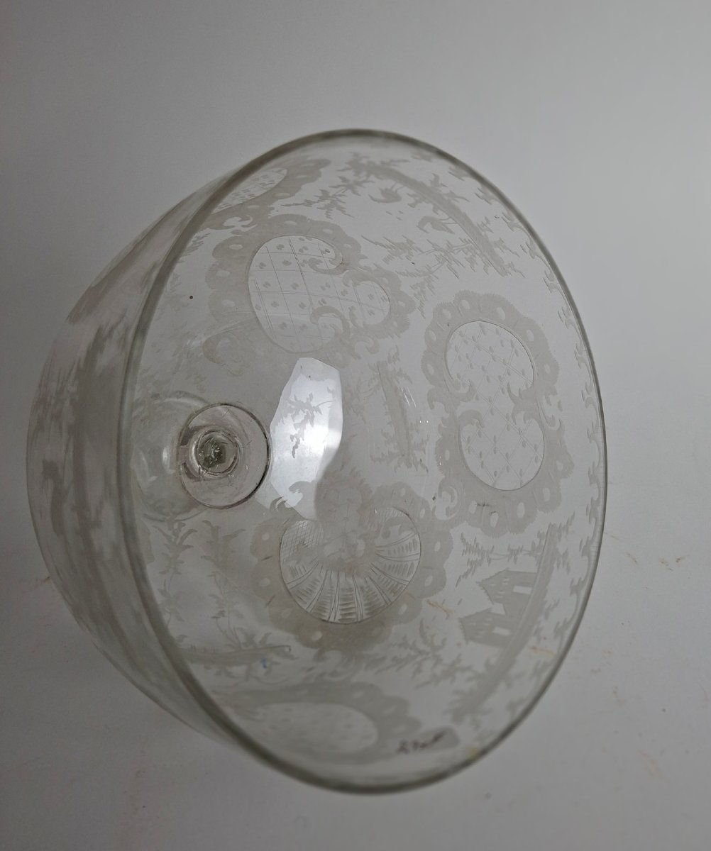 Engraved Crystal Cheese Dome - 19th Century-photo-1