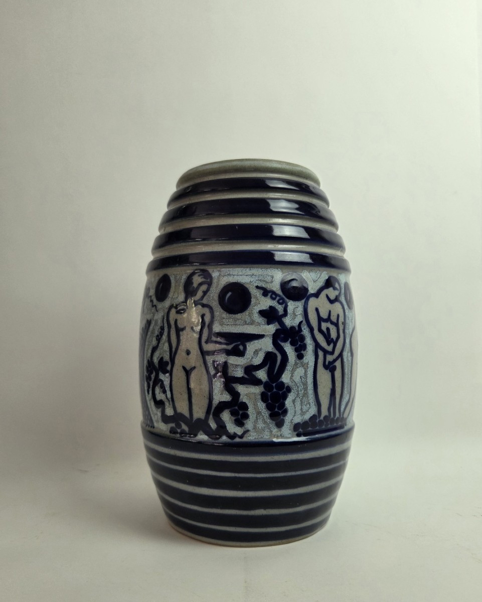Vase en grés signé Roger Fraçois Art Déco-photo-2