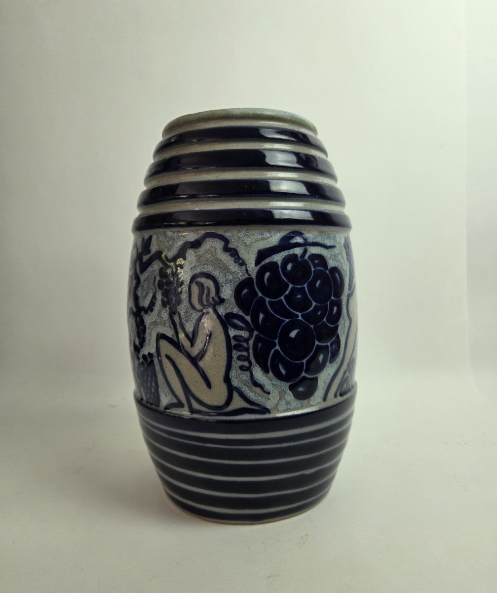 Vase en grés signé Roger Fraçois Art Déco-photo-3