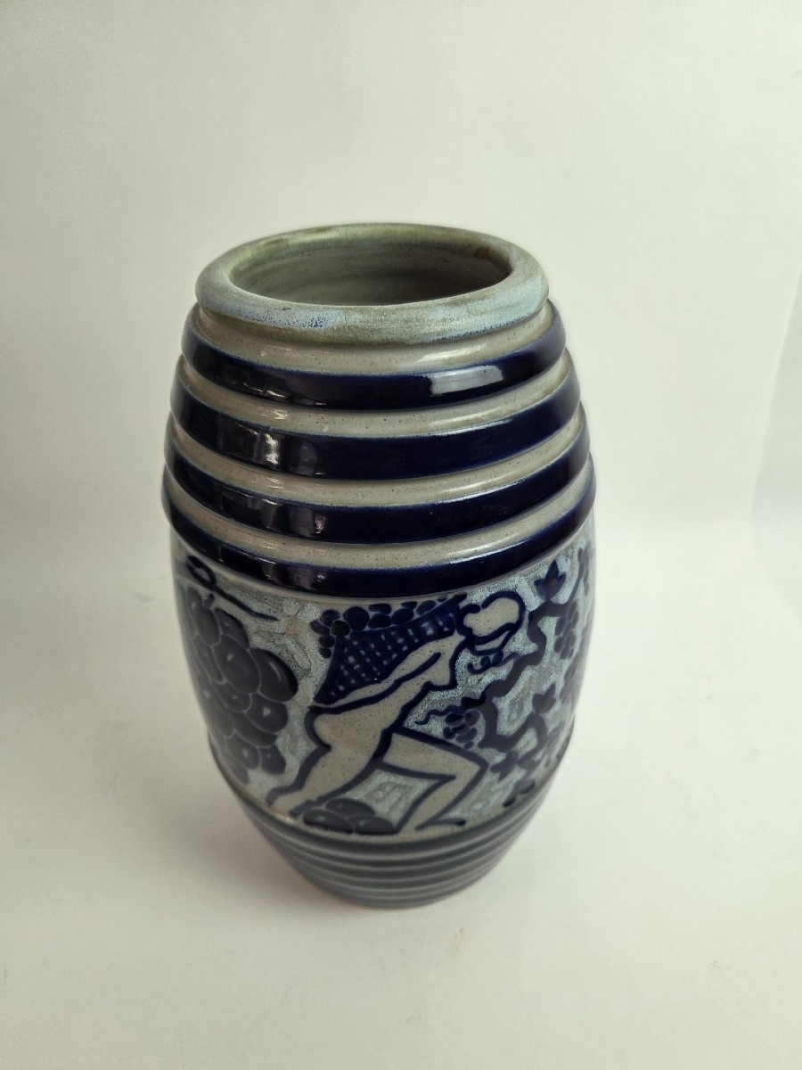 Vase en grés signé Roger Fraçois Art Déco-photo-4