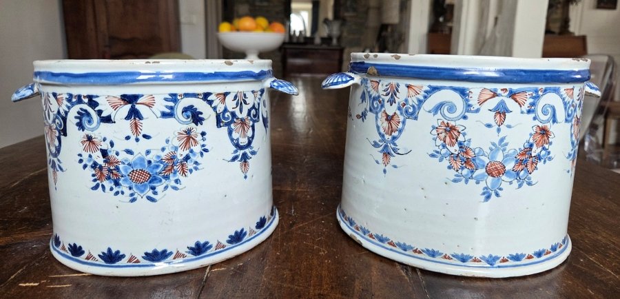 Pair Of Earthenware Bottle Coolers _ 18th Century-photo-2