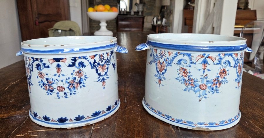 Pair Of Earthenware Bottle Coolers _ 18th Century
