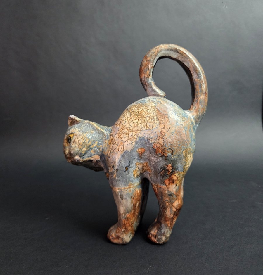 Raku Ceramic Cat_19th Century