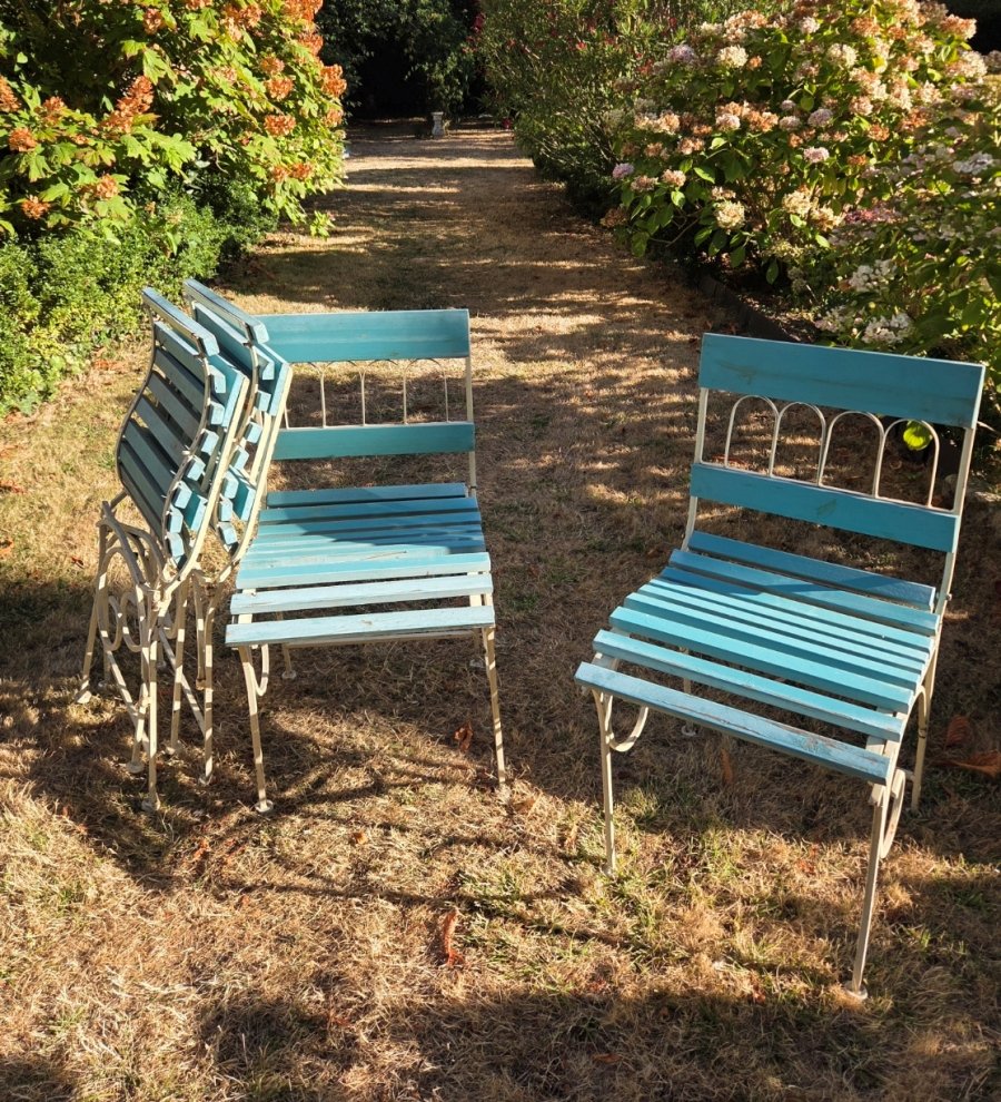 Four Wrought-iron Folding Garden Chairs-photo-2