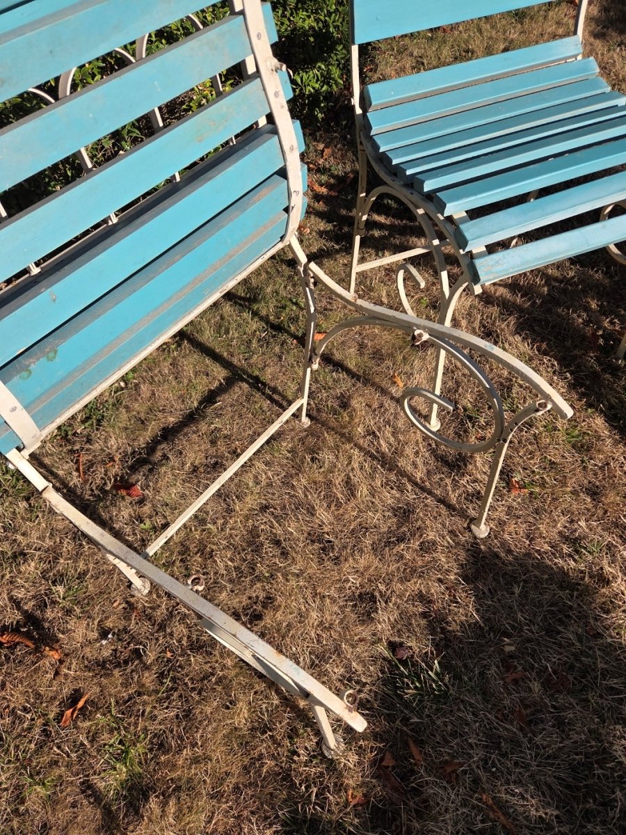 Four Wrought-iron Folding Garden Chairs-photo-3
