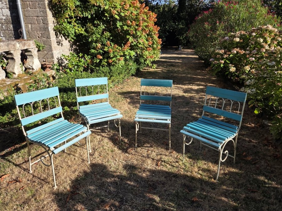 Four Wrought-iron Folding Garden Chairs
