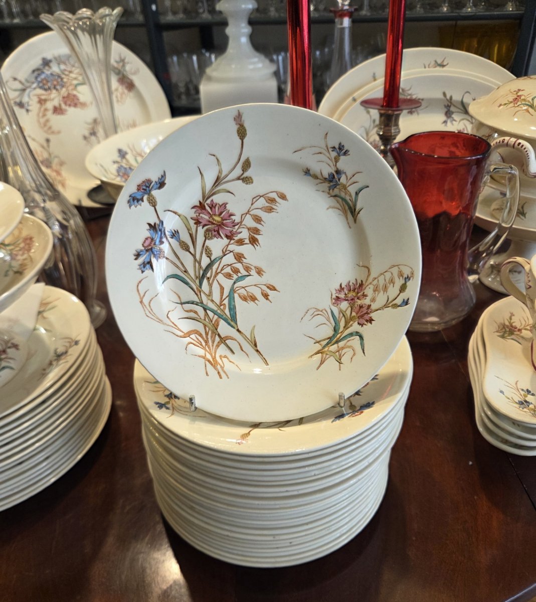 "bleuet" Luneville Earthenware Set _ 99 Pieces-photo-1