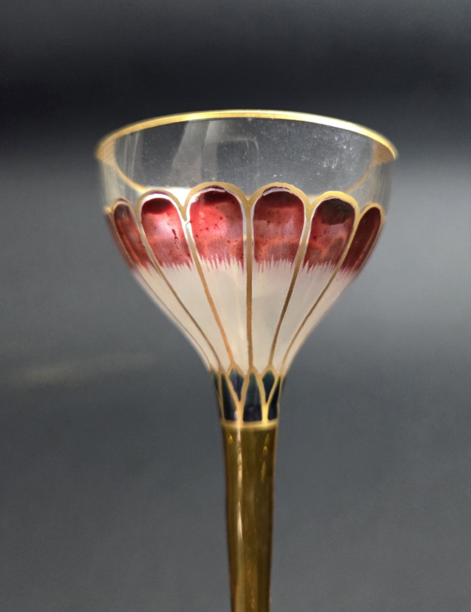Verre à liqueur en cristal de Bohème _ art nouveau-photo-2