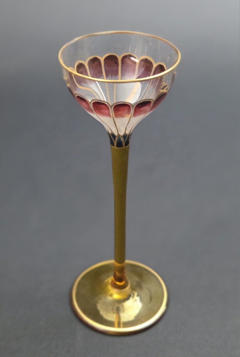 Verre à liqueur en cristal de Bohème _ art nouveau-photo-3