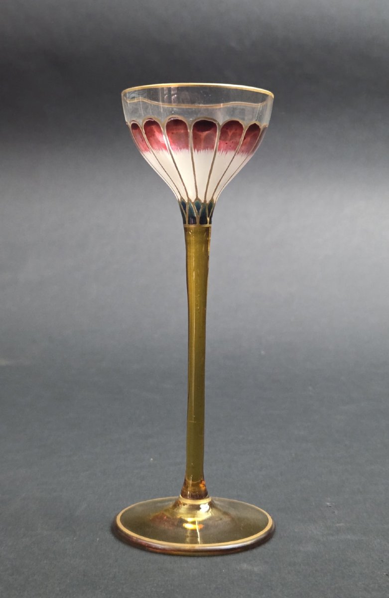 Verre à liqueur en cristal de Bohème _ art nouveau