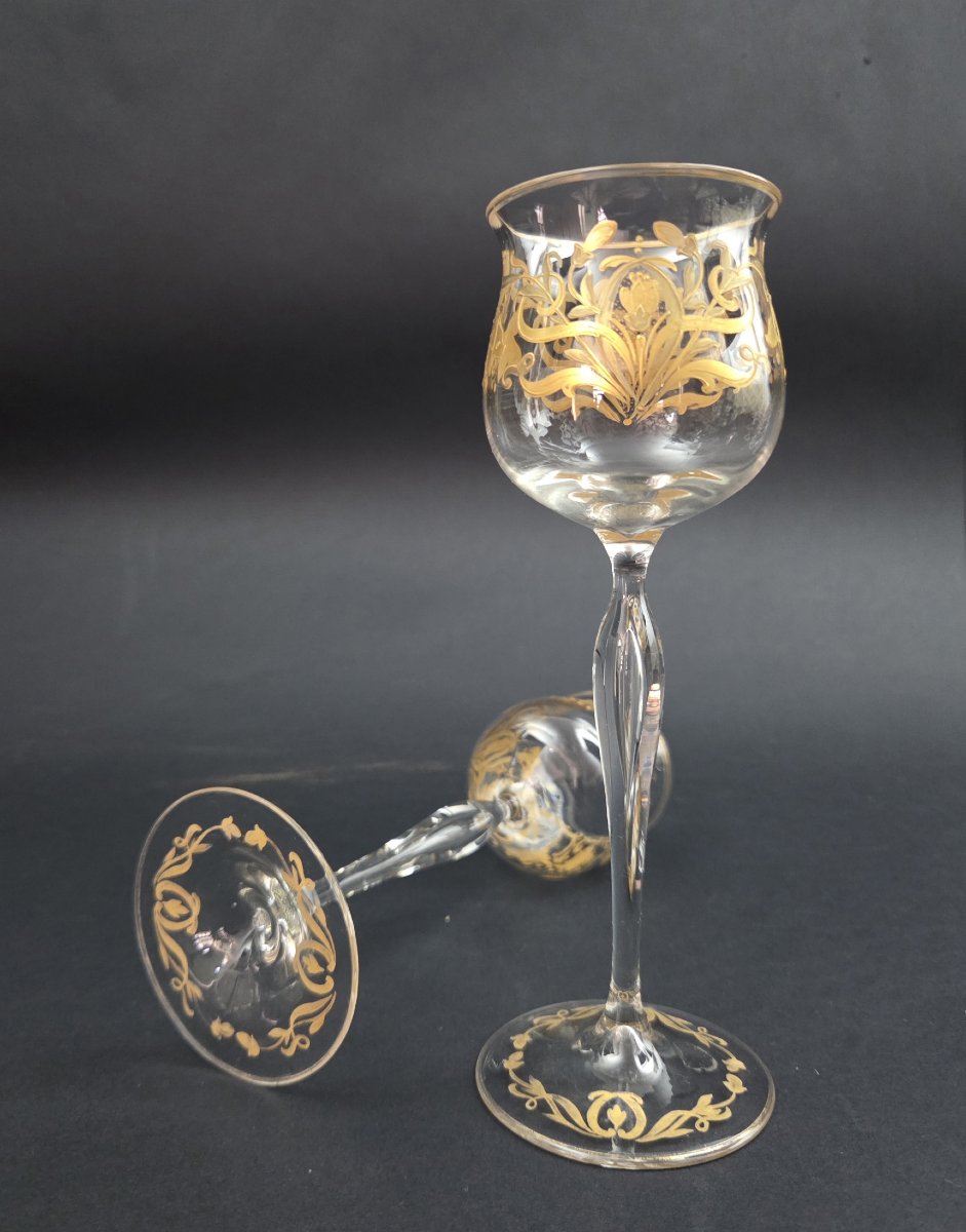 Paire de verre à vin en cristal de Bohème _ cristallerie Josephinenhütte-photo-2