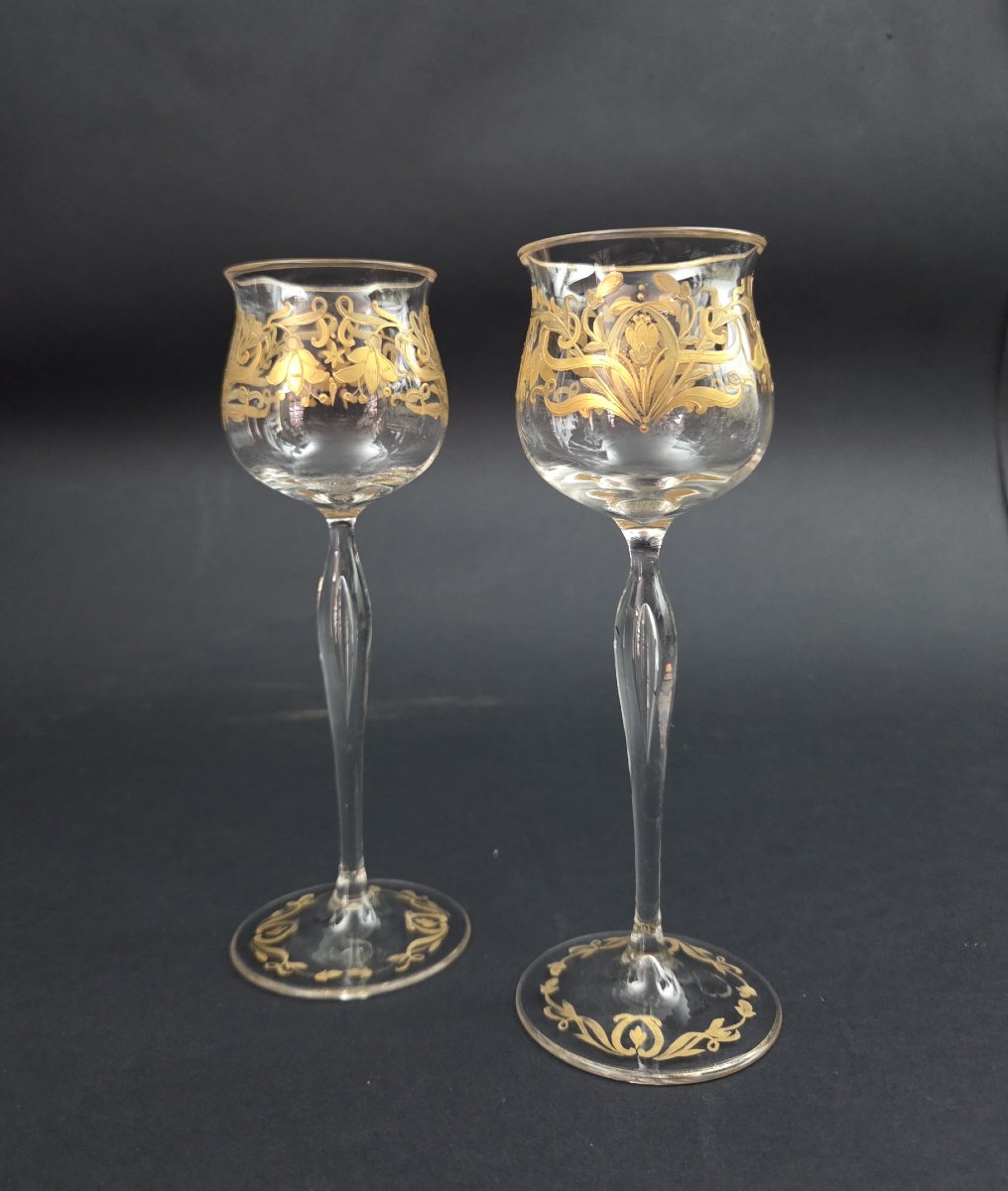 Paire de verre à vin en cristal de Bohème _ cristallerie Josephinenhütte