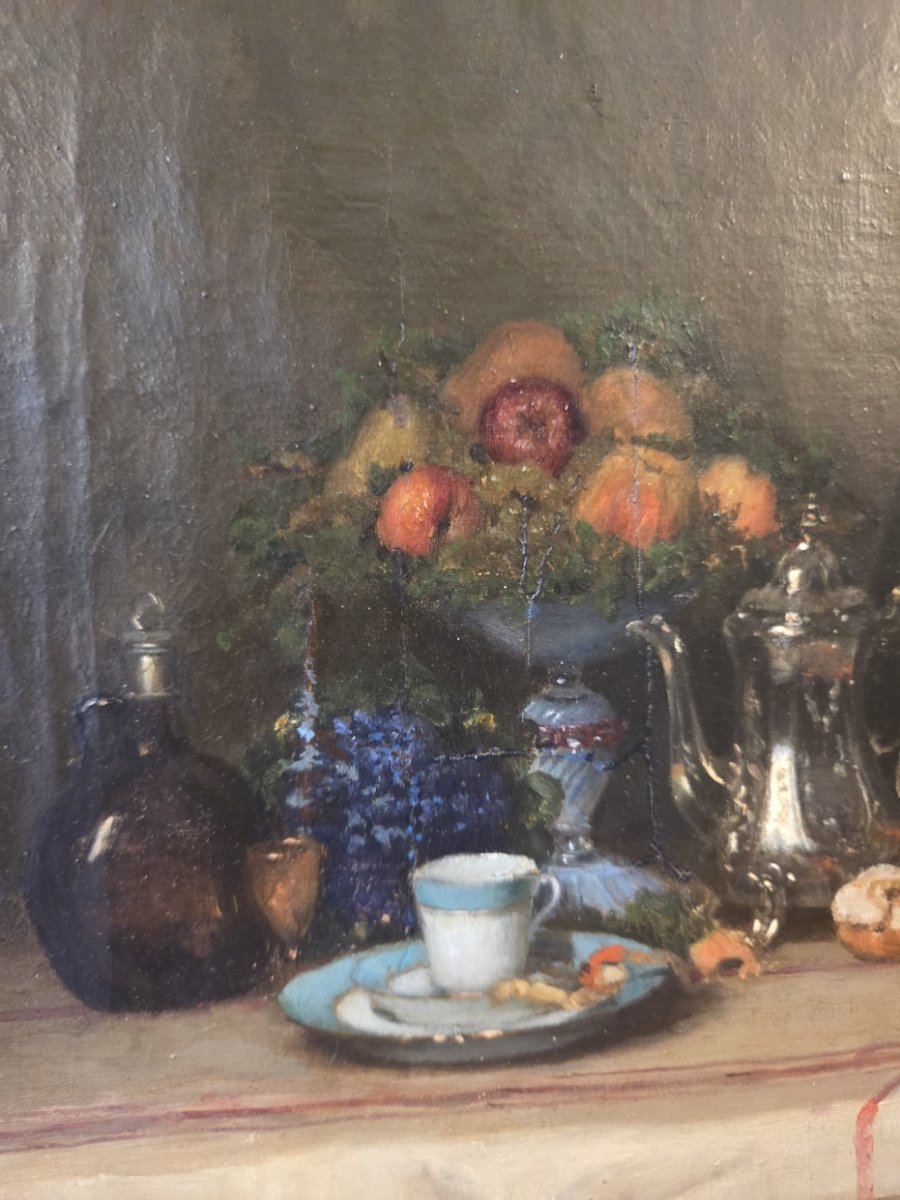 Nature morte à l’argenterie, aux douceurs et aux fruits  _ XIXeme-photo-1