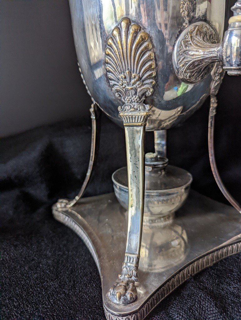 Late Nineteenth Century Hot Water Fountain In Silver Metal-photo-2