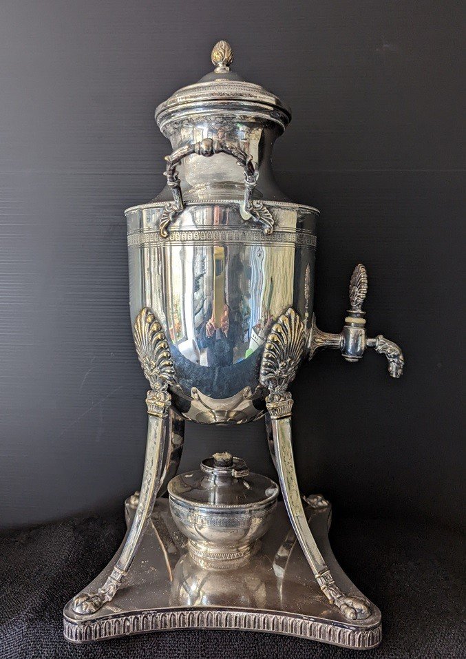 Late Nineteenth Century Hot Water Fountain In Silver Metal-photo-4